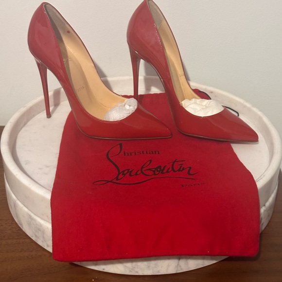 Christian Louboutin Patent Leather Red 👠 👠👠 - Picture 1 of 9
